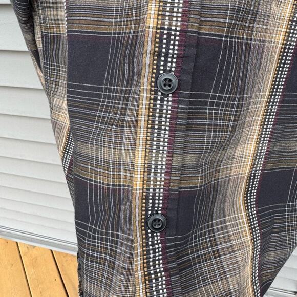 PrAna size L Rennin Plaid Long Sleeve Button Up Button Down Cotton Blend Shirt - Picture 7 of 13